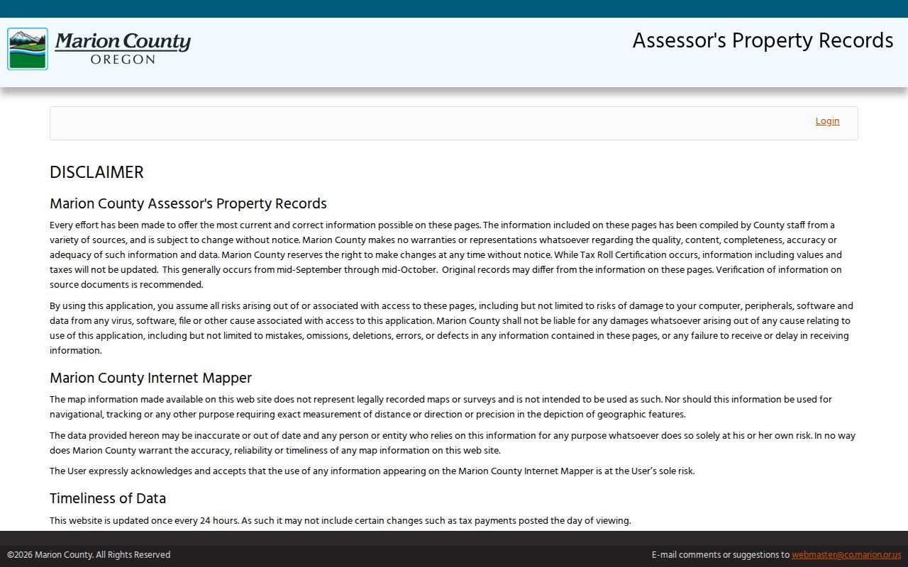 Marion County Assessor Property Search categories for a Keizer address